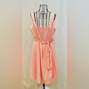 Peachy orange seersucker dress